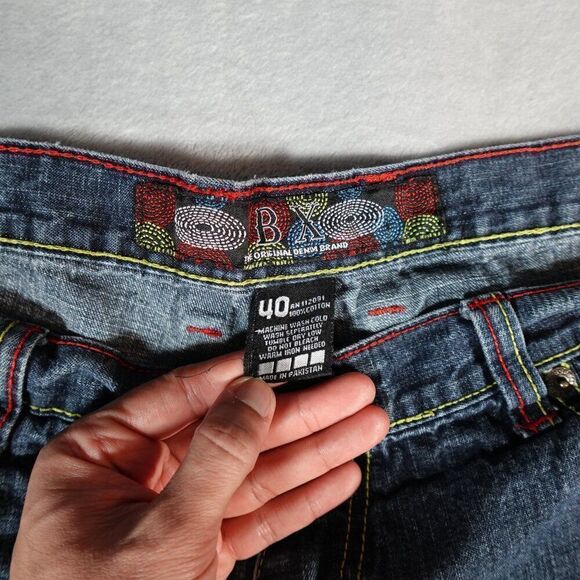 Vintage Brooklyn Xpress Denim Shorts Mens 40 (Fits 38) 13” Pocket Design Baggy - Picture 4 of 8